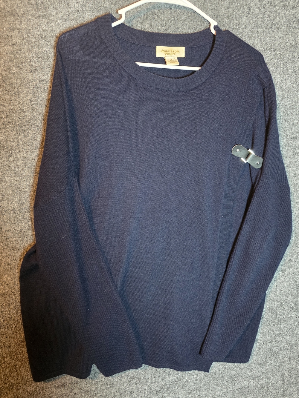 Peck & Peck Cashmere Sweater Womens XL Navy 100% Cashmere 2 Ply Crewneck